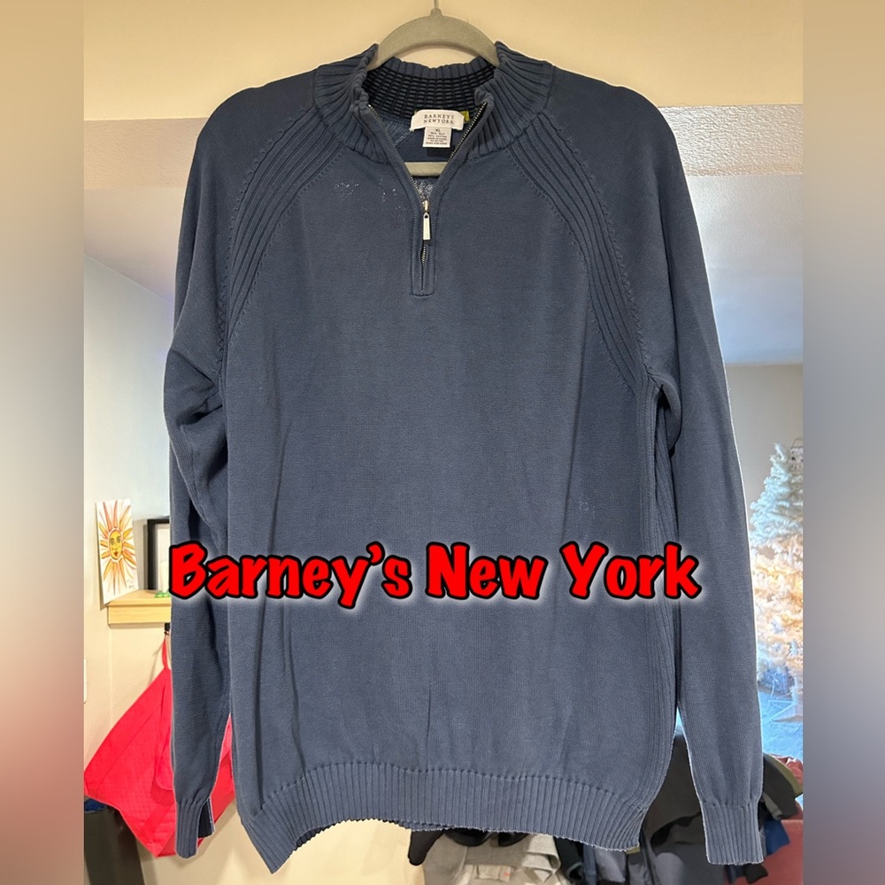 Barney’s New York Formal Blue XL Half-Zip Sweater Great Condition MSRP $300